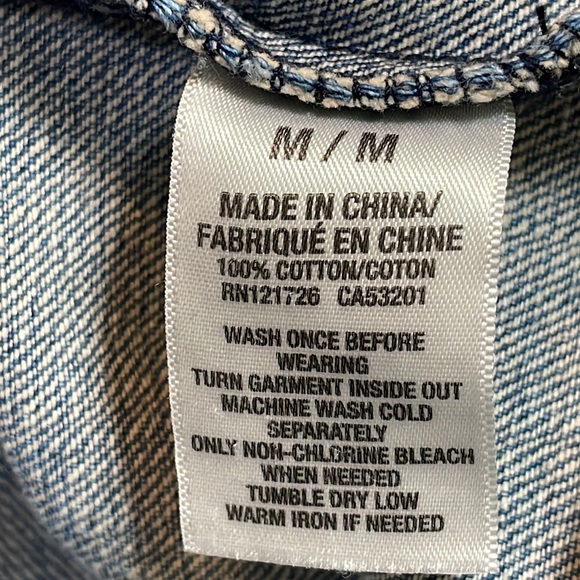 Bethany Mota 100% Cotton Size Medium Jean Jacket Punk Lives Frayed Hems Blue - Picture 14 of 14